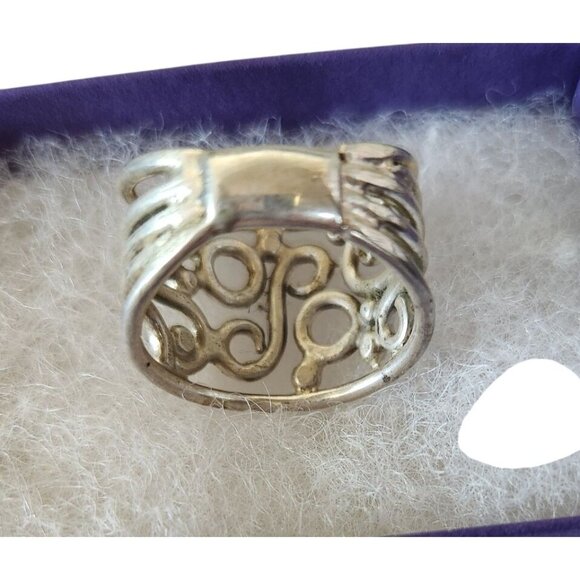 Ring Band Open Silver 20 mm wide  Size 8 1/2  7.8  gr  no Stone  Jerry Fran Harr - Picture 10 of 12